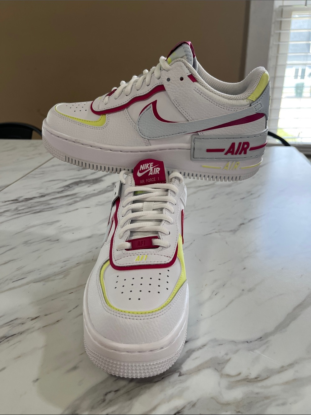 Nike Air Force 1 shadow Low Women’s Sneakers - White with Pink & Yellow Accents
